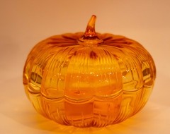 Marquis By Waterford Crystal 8″ Orange Pumpkin Candy Dish/Bowl Made In Germany