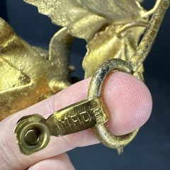 Pair Of Italian Tole Metal Rose Wall Hook Antique Gold Finish 6″ MCM VTG