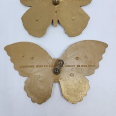 Pair Homco Butterflies T7040 & T7041 Plastic Gold Painted Made In USA 1971
