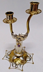 Copa Collection Made in Brazil Brutalist Mixed Metal and Amethyst Candleabra