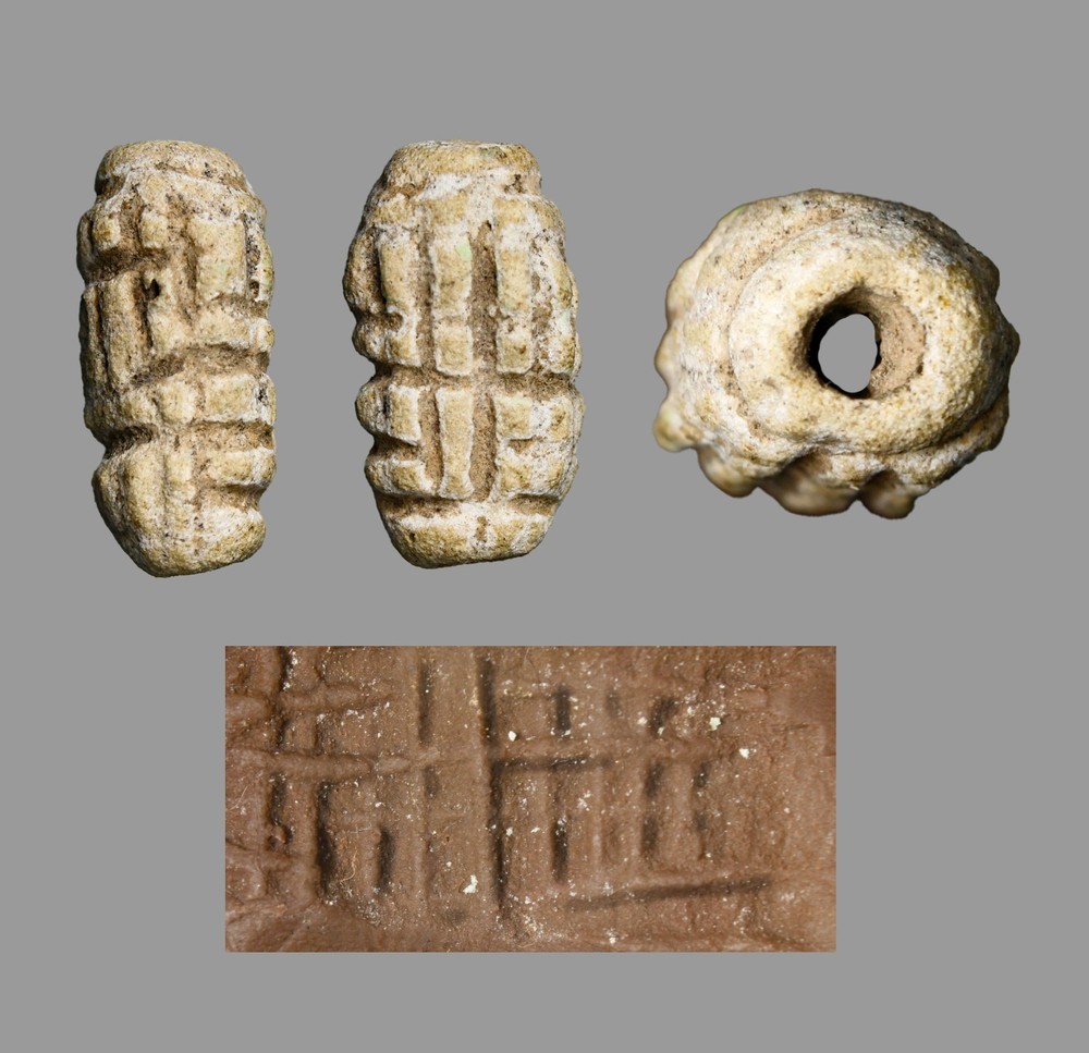 Ancient Mesopatamian Archaic Frit Cylinder Bead-Seal Circa 3000BC) Artifact