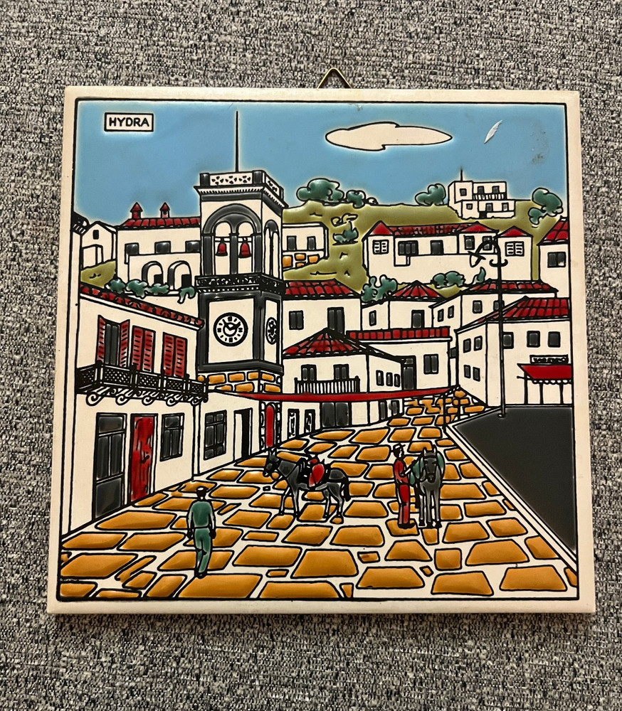 Hydra Greece Greek Art Wall Décor Tile Terracotta 6×6″
