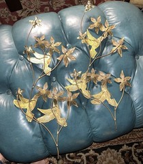 Vintage MCM Metal Hummingbird & Flower 3D Wall Art Decor – Homco