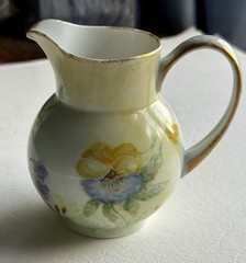 Schmidt S. Catarina Porcelain Pansies Creamer handpainted by Edythe~Brazil