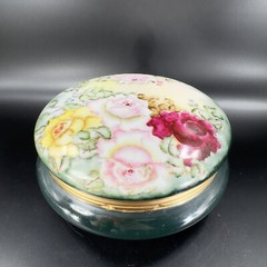 Vintage Limoges Porcelain Large Round Jar Box Hand Painted Container France Vtg