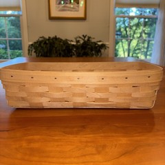 Longaberger RARE Natural Light Stain Bread Basket W/Hard Protector And Lid -MINT