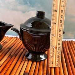 Vintage Sugar Bowl & Creamer Mikasa Moderna Shape by Larry Laslo HG001 Jet