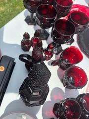 vintage avon ruby red glassware 27 piece set