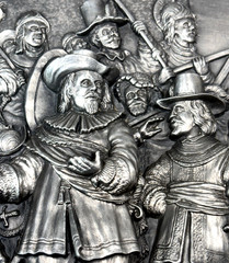 WMF Zinn German Pewter Relief Wall Art Rembrandt by J.A. Wennekes 12″x15″ Framed