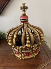 Heavy Ornate Gold Resin Crown 10” Table Top Decor Jewel Tuscan Old World