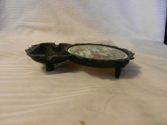 Vintage A Home In the Wilderness Coaster & Black Metal Ashtray Enesco Japan