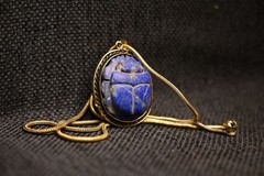Ancient Egyptian Lapis Lazuli Scarab Pendant Rare Blue Stone Amulet Necklace