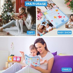 Álbum de fotos para bebés, de tela suave, ideal para baby showers, color azul