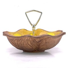 Vtg Sequoia Ware Nut Candy Dish #710 Drip Glaze Gold Tone Handle ***READ***