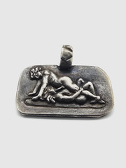 Ancient Roman Erotic Silver Pendant Classical Relief Scene Wearable Artifact