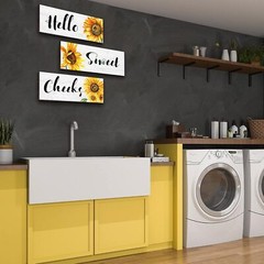 3 Pieces Sunflower Wall Decor Hello Sweet Wooden Art Signs Summer White