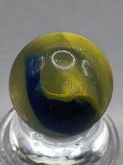 .87″ Akro Blue Egg Yolk Shooter Marble- #CE128