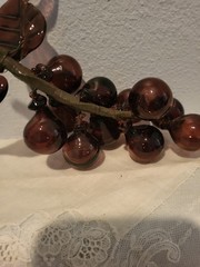 Vintage MCM Hand Blown Purple Amethyst Art Glass Bunch of Grapes