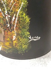 Vintage Hand Painted Metal 1 Gallon Black Country Paddle Wheel Art Deco Can
