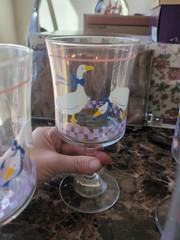 AUNT RHODY GOOSE STEM GLASSES 10 oz. VINTAGE Set of 5 EXCELLENT CONDITION