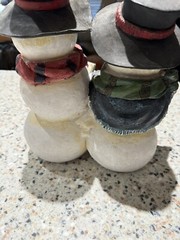 Caroling snowmen. Unbranded 11” Tall 10” Wide Ceramic?