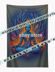 Meditating Buddha Tapestry 3D relief look Wall Art spiritual decor 39X59 in