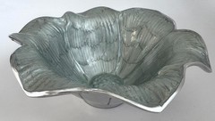 Julia Knight 8″ Lily Flower Bowl Sand Cast Aluminum Silver Enamel