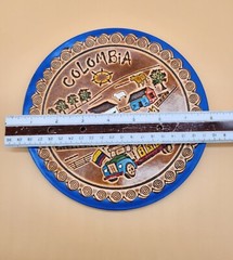 Imprinted Leather Wooden Farm House Hanging Wall Art/Plate Vamos Por Colombia