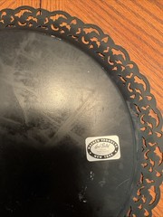 Vintage Nashco Toleware 12” Round Tray-Hand Painted Signed Reticulated Edge