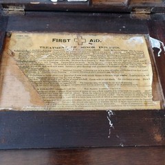 Vintage early 20th century possibly military pine first aid case Switzerland