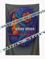 Celestial Goddess Face Tapestry 3D relief look Wall Art mystic decor 39X59 in