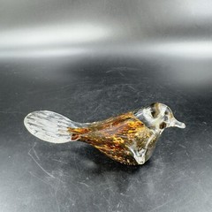 Hand Blown Art Glass Bird Figurine Paperweight Glass Artist Signed JC Vintage