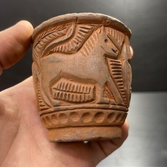 Unique Ancient Near Eastern Chlorite Stone Cup/Vase With Scene All Round