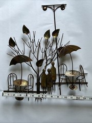 Vtg 1974 ENESCO Imports 3D Metal Wall Decor Art Sculpture Cafe Bar Theme