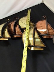 Vintage MCM DEMOTT Brass & Copper Sailboat Metal Wall Hanging Sculpture Signed