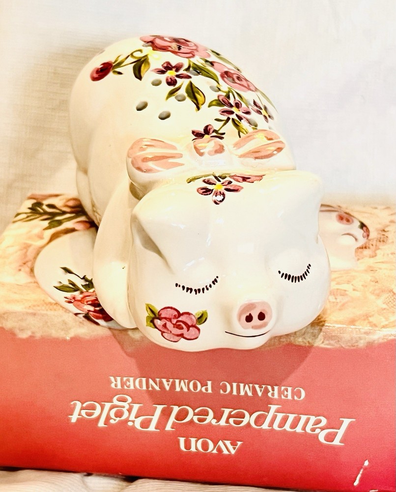 1978 Avon Ceramarte PAMPERED PIGLET Ceramic Pomander NOS in Box No Chips VINTAGE