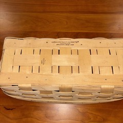 Longaberger RARE Natural Light Stain Bread Basket W/Hard Protector And Lid -MINT