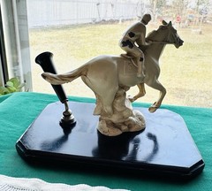 Vintage Desktop Fountain Pen Holder Cast Metal Race Horse #5