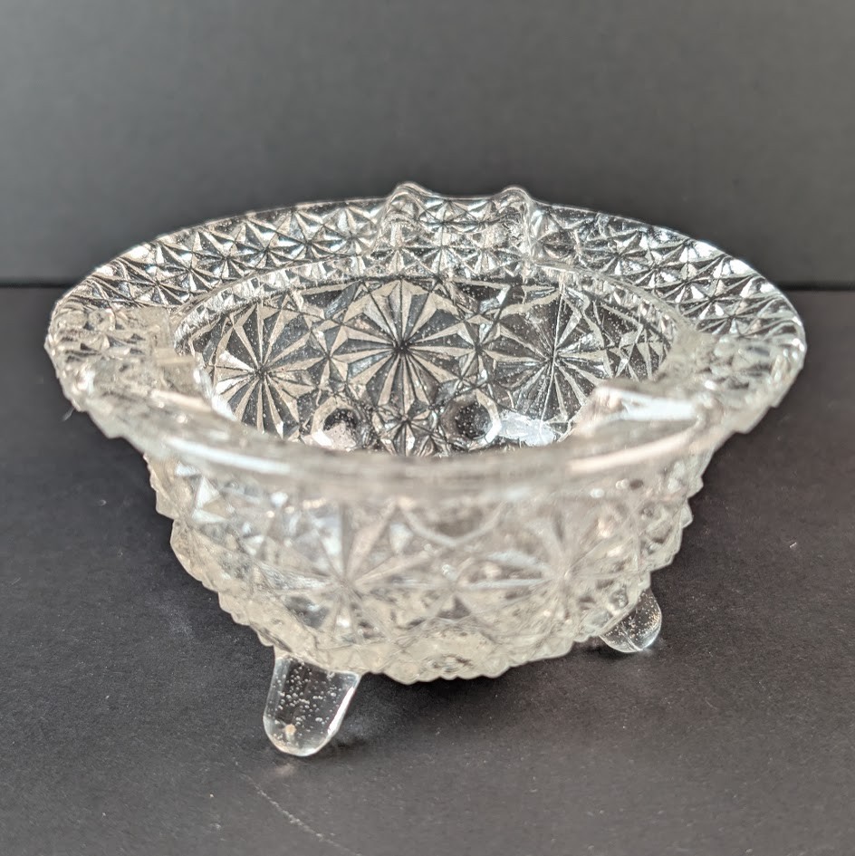 Vintage Fenton Ashtray Clear Pressed Glass Button and Daisy Pattern Made in USA