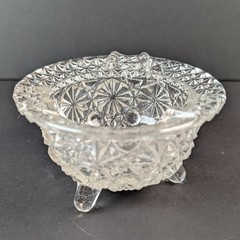 Vintage Fenton Ashtray Clear Pressed Glass Button and Daisy Pattern Made in USA