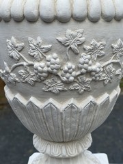 LARGE Vintage 20th C. Neoclassical Deco White Chalk / Plaster Relief Vase Urn