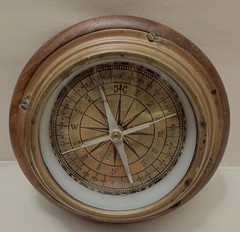 Antique Nautical Compass Handmade Wood Copper Coastal Nautical Decor Estate VTG