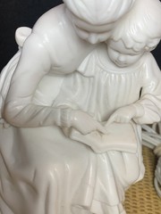 Porcelain Parian Ware Mother & Child Figure Reading Night Light White Works