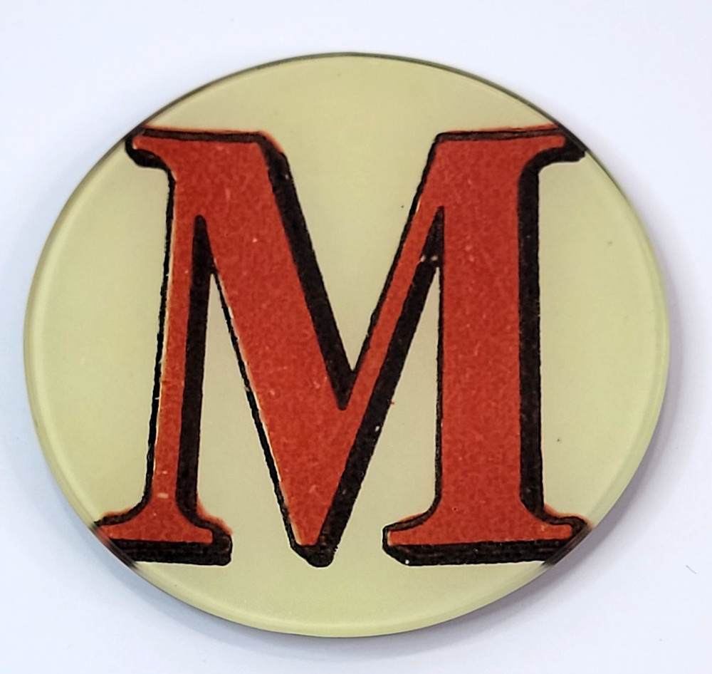 John Derain Red Letter “M” Signed 5.25 Plate Decoupage Hand Blown Glass New York
