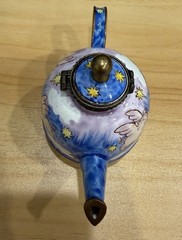 Kelvin Chen 2001 Blue Enameled Miniature Teapot Flying Pig #1393