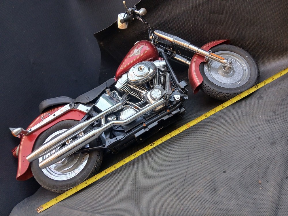 UNTESTED New Bright 9.6V R/C Red Harley Davidson Fat Boy Motorcycle AS IS PARTS