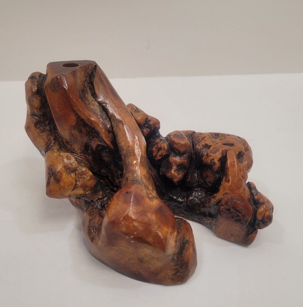 GLASS BARON burl wood display stand only sculptural dark brown