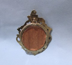 Vintage Cast Metal Victorian Italian Silk Art Picture In Frame 3.5″