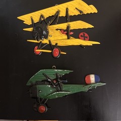 1975 – SEXTON Homco Airplanes Cast Metal Wall Art Decor Set of 2 Planes Vintage