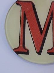 John Derain Red Letter “M” Signed 5.25 Plate Decoupage Hand Blown Glass New York
